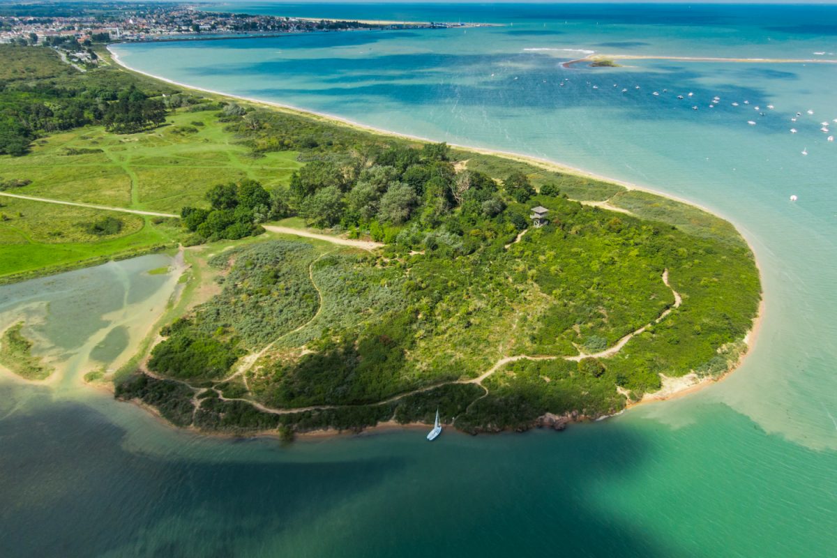 La pointe du siège à Ouistreham, vue du ciel