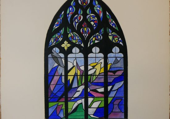 Dessin de maquette de vitrail, Danielle Perré