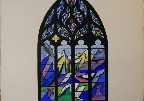 Dessin de maquette de vitrail, Danielle Perré