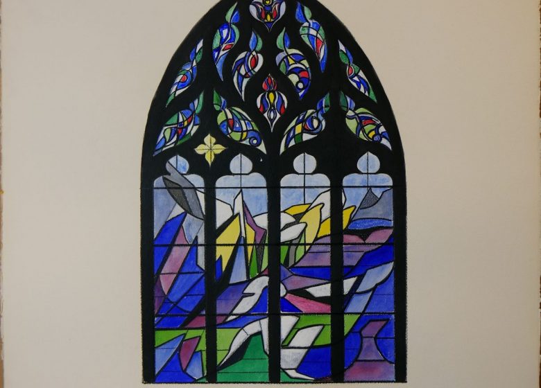 Dessin de maquette de vitrail, Danielle Perré