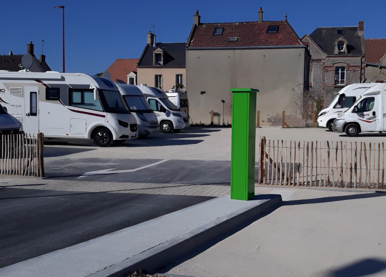 Aire de service camping cars Lion sur mer Normandie