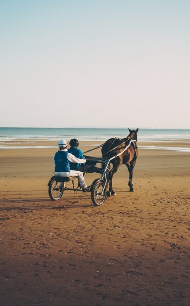 Baptêmes en sulky sur la plage de Ouistreham Riva Bella